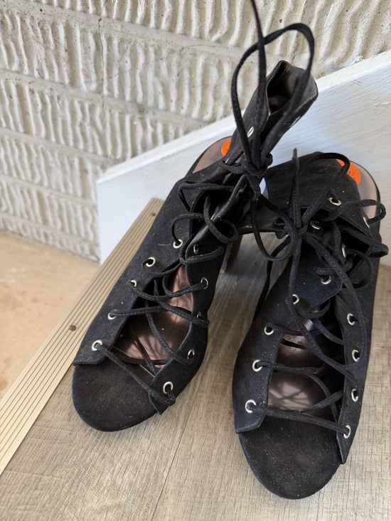 Carlos Santana Shoes - Carlos Santana Black Lace-Up Open-Toe Sandals